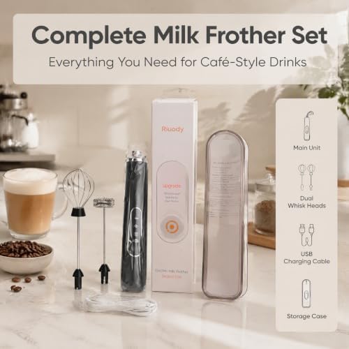 Rechargeable Hand Mixer, Mini Electric Egg Beater for Baking Cooking, Black