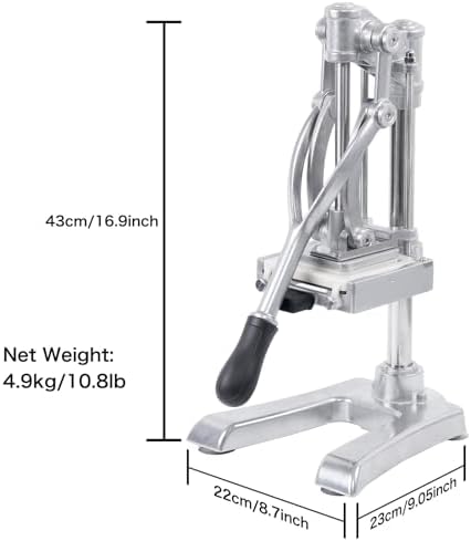 Multifunctional 4in1 Manual Vegetable slicer Citrus Squeezer Juicer Machine AIO Stainless Steel French Fry Cutter Potato Slicer (Sliver, Squeezer & 1/2 3/8 1/4 Blade)