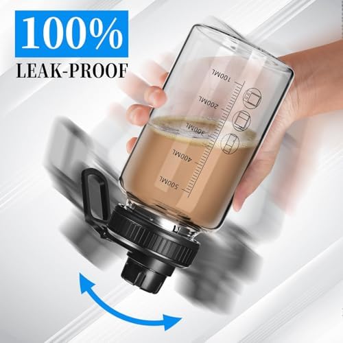 Glass Shaker Bottle for Fitness Protein Mixes 22oz