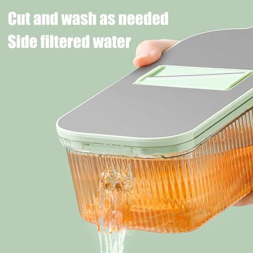 2024 New Multifunctional Food Grater, Six Cutting Tools Round Vegetable Chopper, Chopper Vegetable Cutter, Food Chopper With Container, Vegetable Chopper With Container (1Cutter+6Blades+Drain Basket) - Image 3