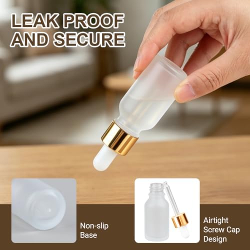 1/2 Oz Clear Frosted Glass Dropper Bottles, 15ml - Image 4