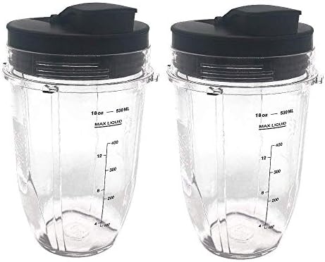 Replacement 18oz Jar Cup with Spout Lid for Nutri Ninja Blender Auto iQ 900w 1000w Series BL640/641/BL642/BL642W/BL642Z (2 Pack, 18oz) - Image 6