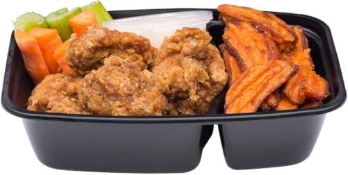 Take-Aways 28 oz 2-Compartment Food Storage Containers, 90 Pack, Snap-Seal Lids, Made in North America, Microwave, Freezer & Dishwasher Safe