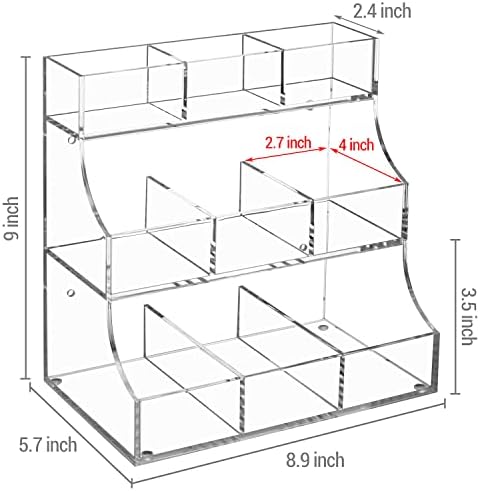 3 Tier Clear Acrylic Tea Bag Organizer, Countertop or Wall Mount