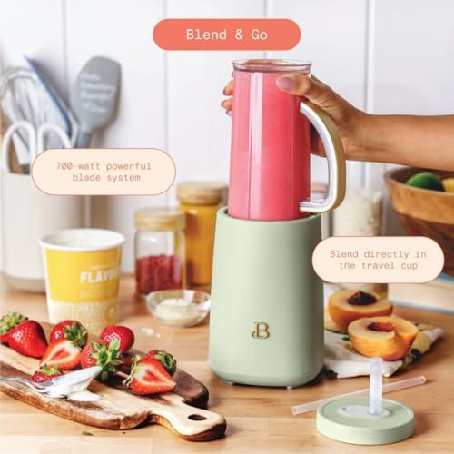 Personal Blender 12-Piece Set, 240W Motor, Emulsifying Stainless Steel Blade System, 16oz Travel Cup with Straw, BPA-Free Dishwasher Safe Jars (Sage Green) - Image 3