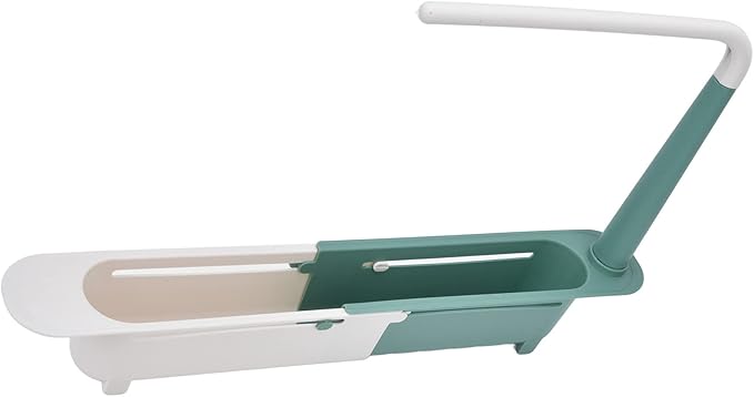 Telescopic Sink Rack, Humanized Design Telescopic Sink Storage Rack Pulling for Home for Kitchen (Green)