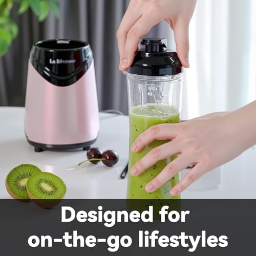 Smoothies Blender Personal Size 300 Watts with 18 oz BPA-Free Portable Travel Sports Bottle (Pink)
