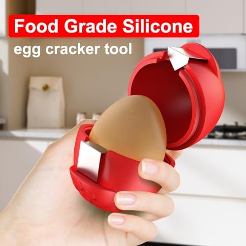 Egg Cracker, Silicone Egg Shell Opener, Cute Egg Shaped Design, Opens Eggs with Ease, A Little Happiness Boost for Your Kitchen (3, Mixed Colors) - Image 2