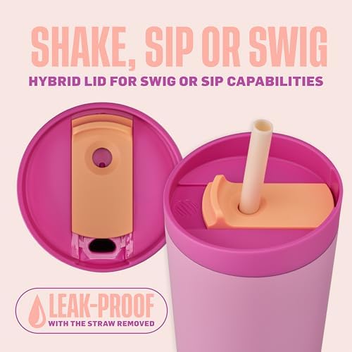 BlenderBottle Tumbler 2-in-1 Stainless Steel Shaker Bottle 24oz, Rose Petal - Image 2