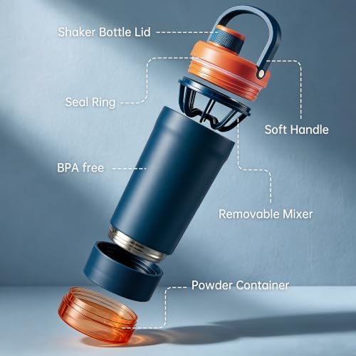 Fijinhom 24 oz Insulated Shaker Bottle with Portable Powder Container. - Image 2