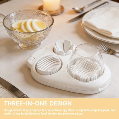 3-in-1 Egg Slicer for Hard Boiled Eggs, 3 Slice Modes Egg Cutter Dicer - Image 3