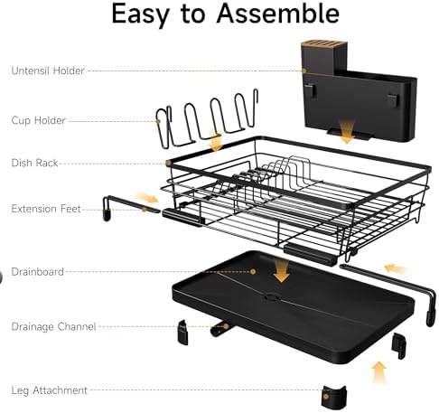 Expandable Dish Drying Rack for Kitchen Counter Dish Strainer Over the Sink