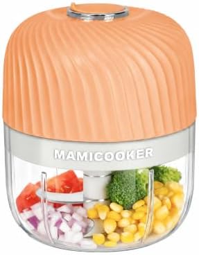 Electric Garlic Chopper 250ML, Mini USB Rechargeable Veggie Chopper, Cordless Garlic Mincer Onion Chopper Food Chopper for Ginger Chili Meat Sauce, Wireless Food Processor, Orange by MAMICOOKER