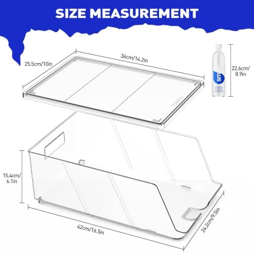 2 Pack Water Bottle Organizer for Refrigerator, Stackable with Lid