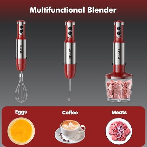 Immersion Blender Powerful Four Blades, Hand Mixer 5-in-1 with 20-speed, 1200W One-button Disassembly and Washing, Suitable for Kitchen Making Soups, Protein Shakes and Baby Food - Image 7