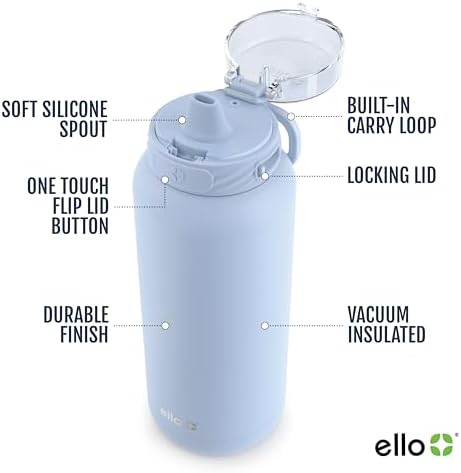 Cooper 32oz Insulated Stainless Steel Water Bottle with Straw, Blue