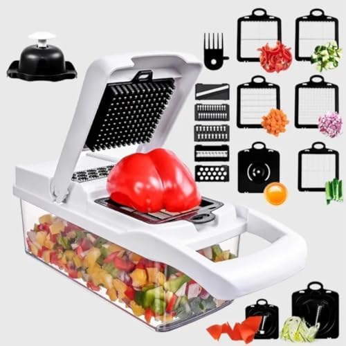 Upgraded 2026 Vegetable Chopper with Container – Multi Veggie Chopper & Food Chopper, Manual Hand Onion Chopper, Salad Maker for Fruits & Vegetables – Easy Clean Kitchen Gadget by Unknown