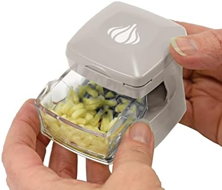 Garlic-A-Peel Garlic Press, Crusher, Cutter, Mincer, and Storage Container - Includes Silicone Garlic Peeler - Easy to Clean - Stainless Steel Blades – (Cream), standard - Image 4