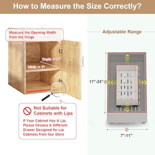 2Pc Pull out Cabinet Organizer,7"-11"W,17"-24"D,Expandable