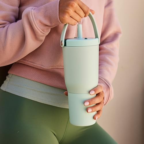 BrüMate Resa 35oz 100% Leakproof Travel Tumbler w/Handle & Straw | Flexible SoftSip Straw | Silicone Sleeve for Durability | Stainless Steel | Cup Holder & Travel Friendly Water Bottle (Neon Pink) - Image 5
