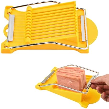 Spam Cutter Luncheon Meat Slicer,Egg Slicer Cutter for Hard Boiled Eggs,10/14 Slices Stainless Steel Wires (Yellow, 10 Slices Wires) by Unknown