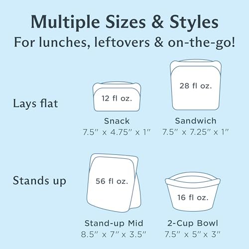 Premium Reusable Silicone Storage Bags, 4-Pack Starter Kit, Clear