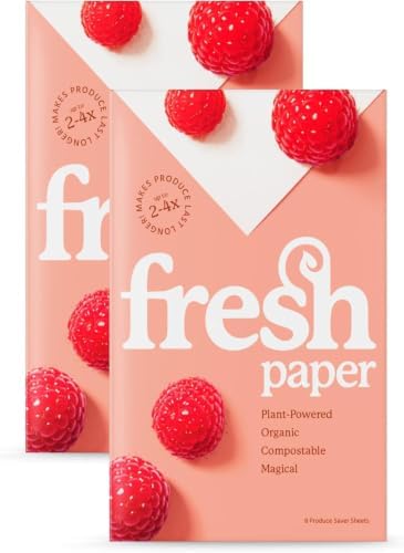 FRESHPAPER Keeps Fruits & Vegetables Fresh for 2-4x Longer, 16 Reusable Food Saver Sheets for Produce (2 Packs), Made in the USA