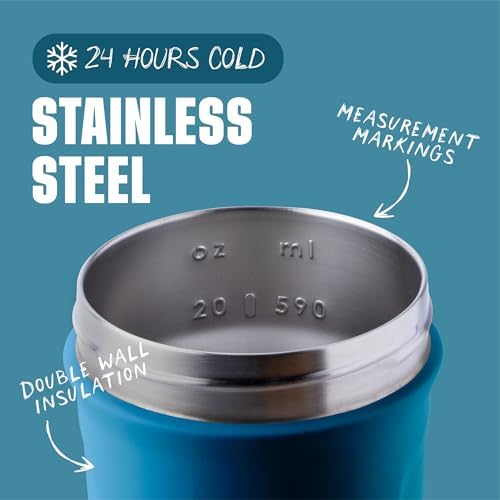BlenderBottle Sport Flip Stainless Steel Shaker Bottle 24 oz Ocean Blue - Image 3
