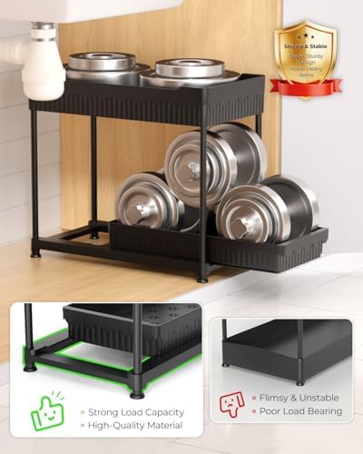 3-Pack 2-Tier Under Sink Organizers with Sliding Drawers