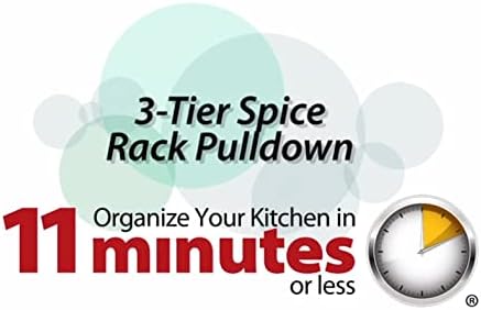 3-Tier Pull Down Spice Rack - Chrome-Finished Steel Retractable Organizer for Spice Bottles & Seasoning Jars - Easy to Install, Screws Included - Fits 15” Opening Wall Cabinet