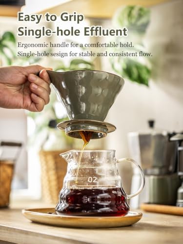 Pour Over Coffee Maker Ceramic Coffee Dripper, Single-Hole Cone