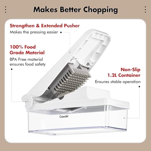 Geedel Vegetable Chopper with Container, 4 in 1 Food Chopper Veggie Slicer - Image 4