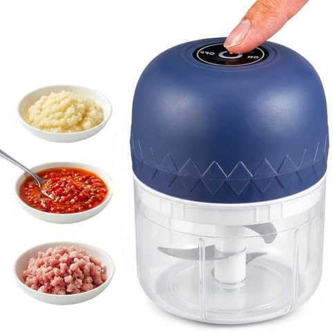 Electric Garlic Chopper, Mini Veggie Chopper Garlic Mincer (Blue) by Unknown