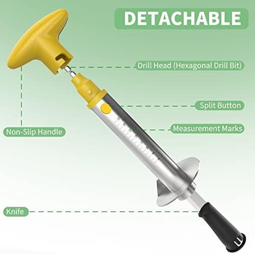 Newness Pineapple Corer with Knife, [Upgraded, Electric & Manual] Stainless Steel Fruit Pineapple Cutter with Electric Drill Accessory, Pineapple Slicer Remover Kitchen Tool with Measure Mark, Yellow
