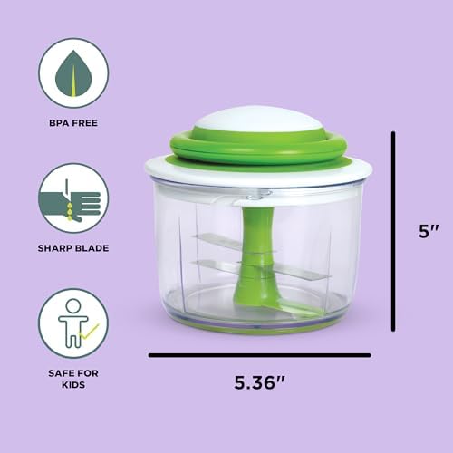 VeggiChop Hand-Powered Food Chopper (Arugula), 5.5" x 5.5" x 5"