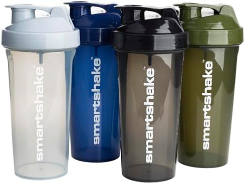 Lite 4 Pack Protein Shaker Bottle 800 ml/27oz | Silent Mixing | Leak-Proof Shaker Bottle | Shaker Cups For Protein | Gym Shaker Bottle | Durable, BPA-Free,Dishwasher Safe | Multicolor