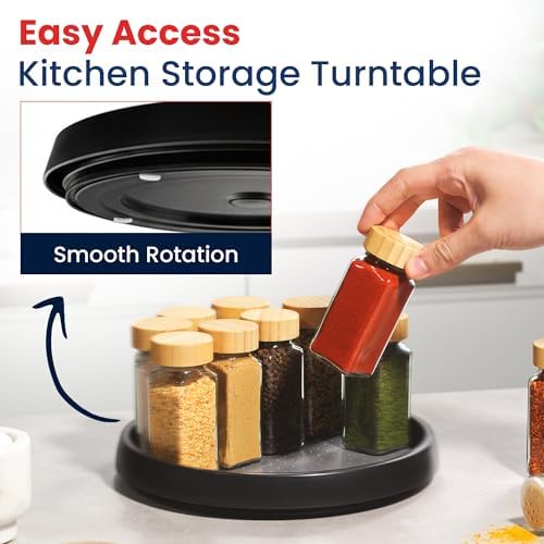 10 Inch Lazy Susan (Set of 4) - Non-Skid Turntable, Black