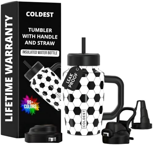 Coldest Tumbler with Handle & Coffee Lid - 100% Spill Proof Tumbler (3 Lids) - Stainless Steel Insulated Leakproof Tumblers for Women & Men - Cup Holder Friendly - 15 oz (Pursuit of Winning) by Coldest