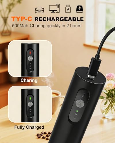 3-Speed Rechargeable Milk Frother Handheld with Travel Case - Image 5