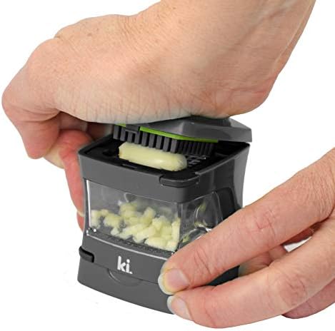 Garlic-A-Peel Garlic Press, Crusher, Cutter, Mincer, and Storage Container - Includes Silicone Garlic Peeler - Easy to Clean - Stainless Steel Blades – (Grey), standard - Image 3
