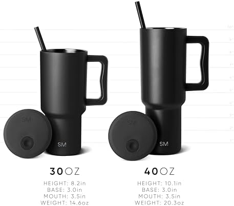 Simple Modern 40 oz Trek Tumbler with Handle and Straw Lid | Cup Holder Friendly Insulated Stainless Steel Travel Mug | Almond Birch