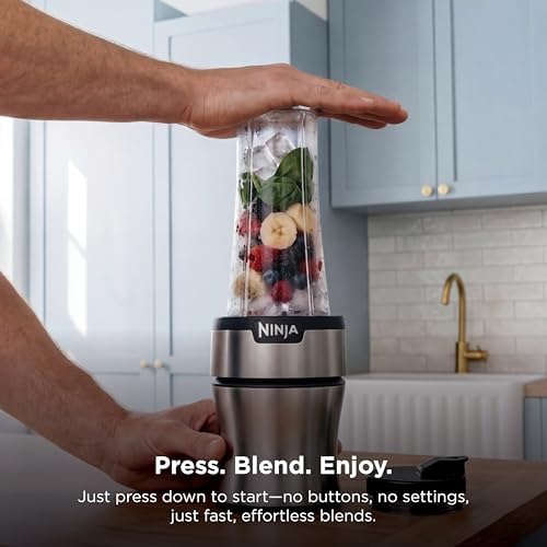 Ninja Nutri-Plus Personal Blender, 900PW, (3) 20oz Cups, Silver, BN301