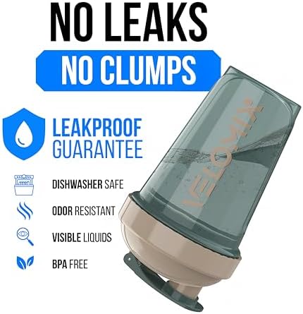 VELOMIX 2 Pack 20oz Protein Shaker Bottle for Protein Mixes, Blue&Beige - Image 3