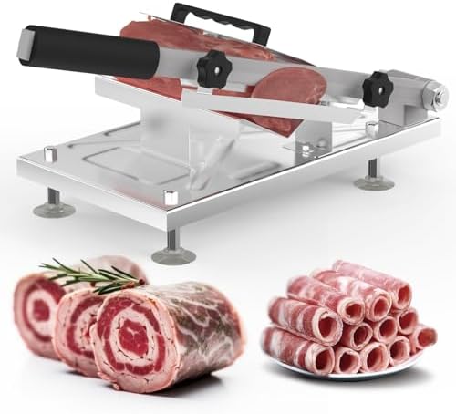 Manual Frozen Meat Slicer for Hot Pot, Upgraded Stainless Steel Meat Cutter for Beef Mutton Pork Roll, Food Slicer Machine for Shabu Shabu, BBQ, Sandwiches, KBBQ Home Cooking by Unknown