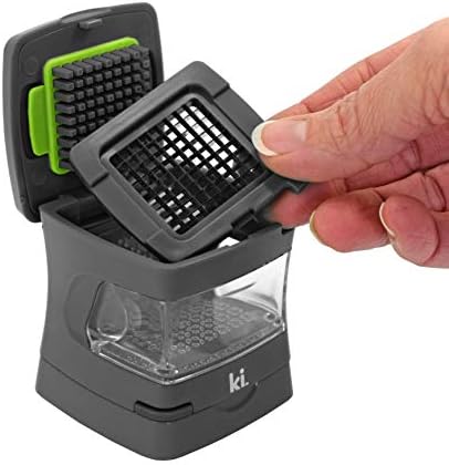 Garlic-A-Peel Garlic Press, Crusher, Cutter, Mincer, and Storage Container - Includes Silicone Garlic Peeler - Easy to Clean - Stainless Steel Blades – (Grey), standard - Image 5