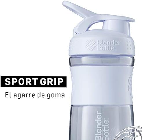 BlenderBottle SportMixer Tritan Grip Shaker Bottle, Clear/White, 28-Ounce - Image 4