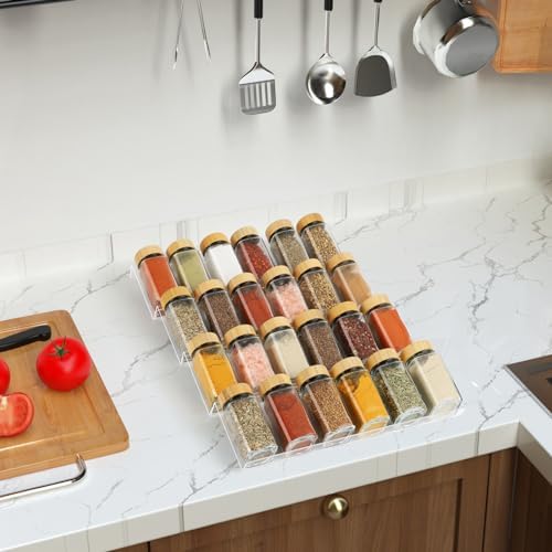 Spice Drawer Organizer 4 Tier, Acrylic Seasoning Organizer Rack, Large