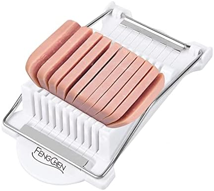 FENGCHEN Spam Slicer, Easy Luncheon Meat Cutter with Stainless Wires, Multi-purpose Soft Food Cutter for Luncheon Meat, Fruit of Kitchen Home Use, Durable and Rust Resistant Food Prep Accessory,White by FENGCHEN