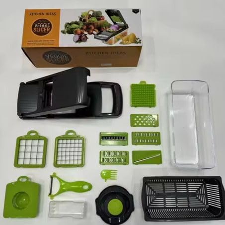 Multifunctional16-in-1 Food Chopper Pro Vegetable & Onion Cutter Kitchen Vegetable Slicer Dicer Kitchen Tools with container - Image 3