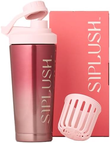 Insulated Protein Shaker Bottle 24oz, Pink Ombre, Pismo Sunset by SIPLUSH